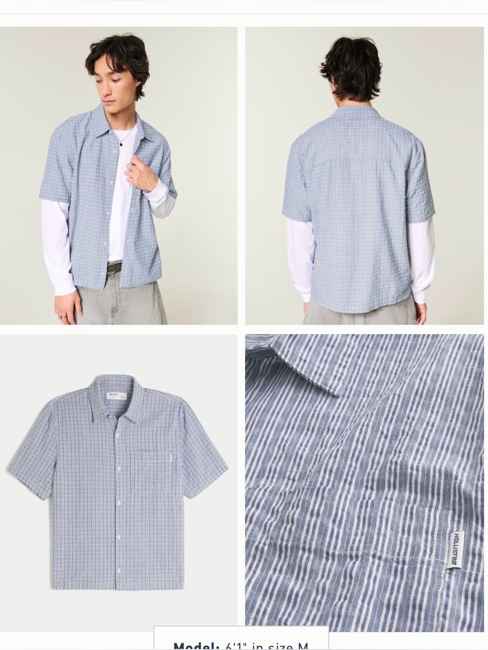 Men's Navy Stripe Short-Sleeve Seersucker Shirt